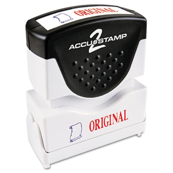 Consolidated Stamp Consolidated Stamp 035540 Accustamp2 Shutter Stamp with Anti Bacteria; Red-Blue; ORIGINAL; 1.63 x .5 35540 - main